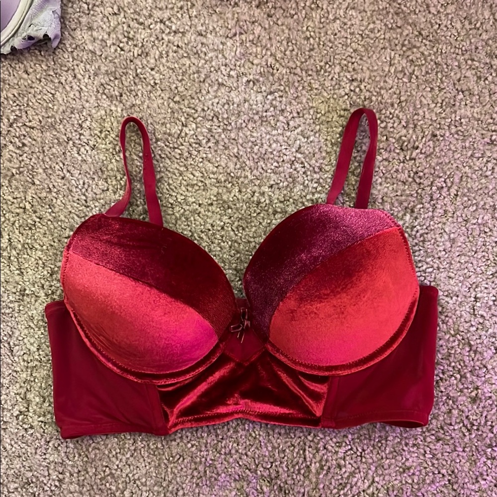 Red Corset Velvet Bra